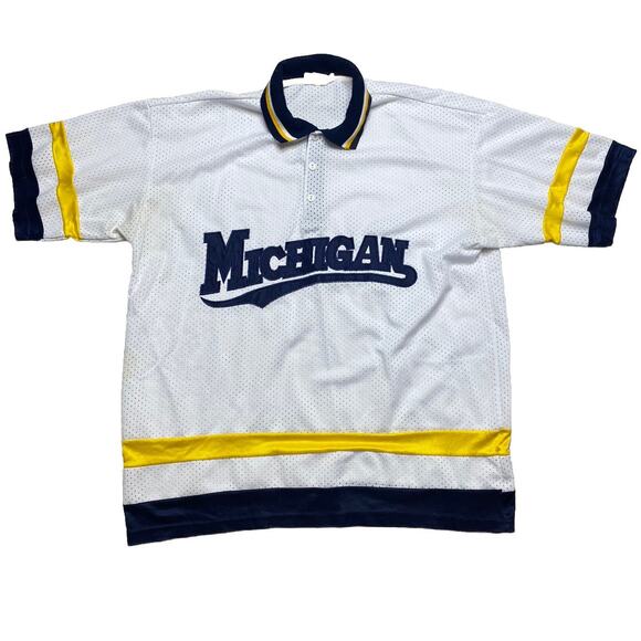 Vintage Weekend USA 2XL Michigan Wolverines Polo Mesh Jersey 90’s Rugby - Picture 1 of 6